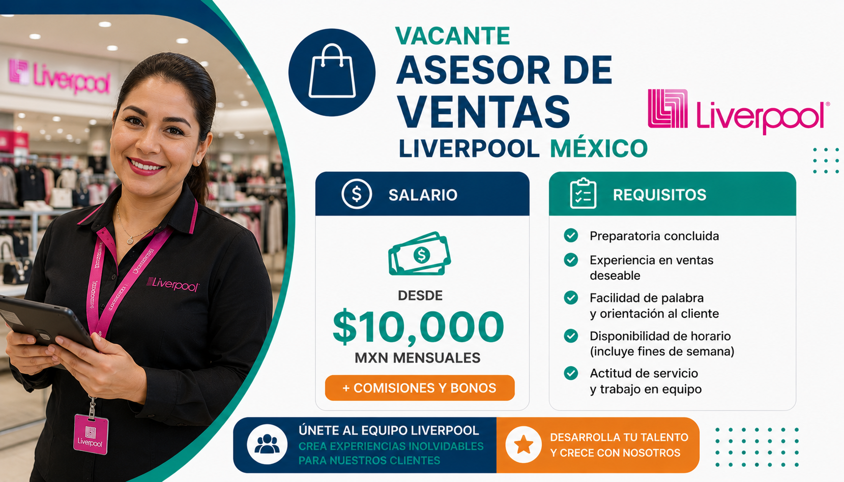 Vacante Asesor de Ventas Liverpool MX
